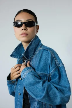Oversized Denim Jacket, Women - AW25 - Washed Blue
