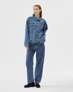 Oversized Denim Jacket, Women - AW25 - Washed Blue