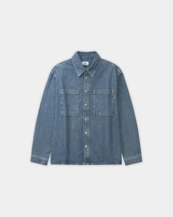 Oversized Denim Shirt, Men - Faded Blue