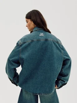 Oversized Denim Shirt, Women - Faded Blue