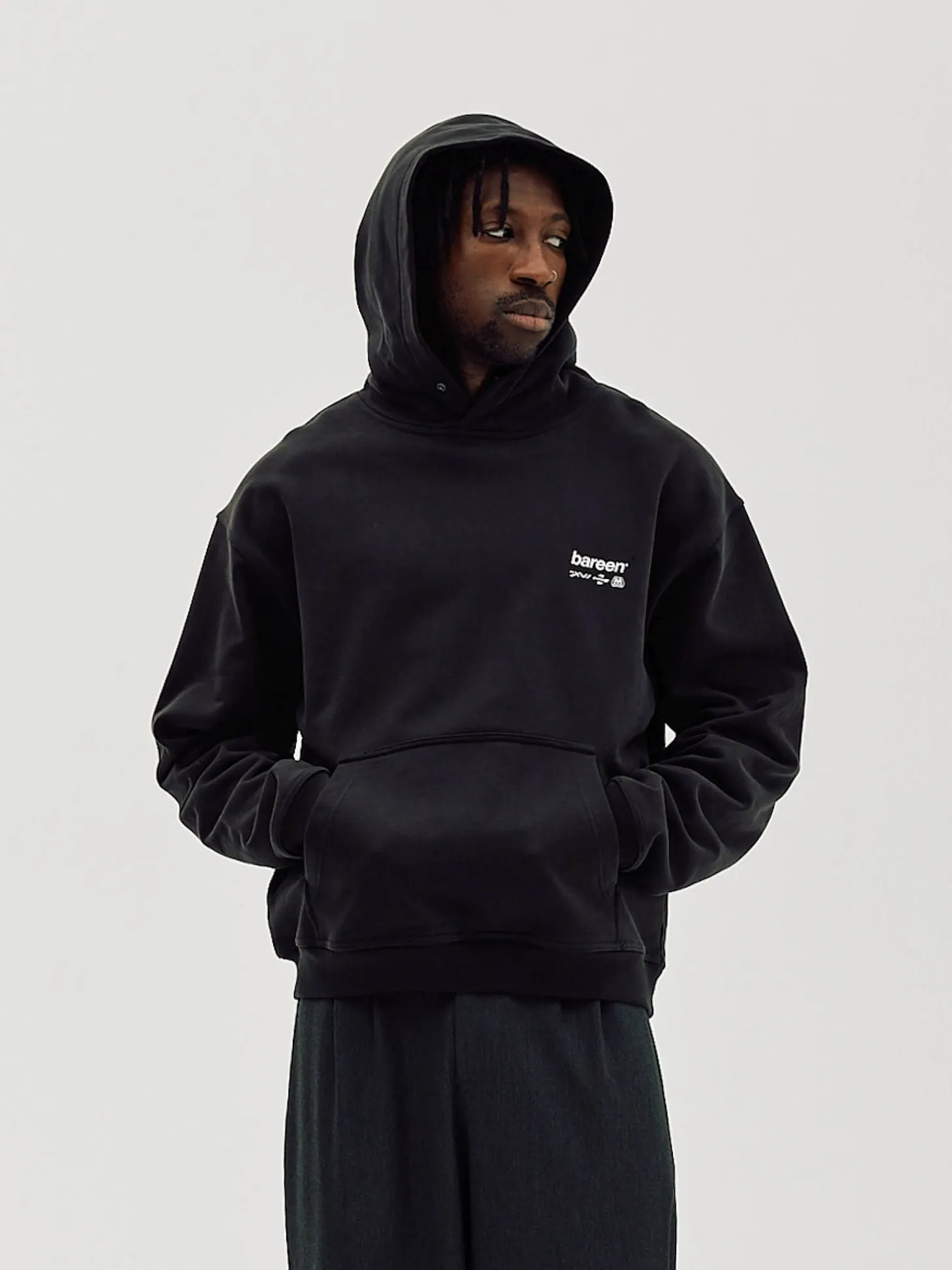 Oversized Hoodie, Men - Horsepower - Black