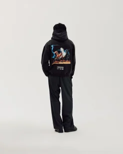 Oversized Hoodie, Men - Horsepower - Black