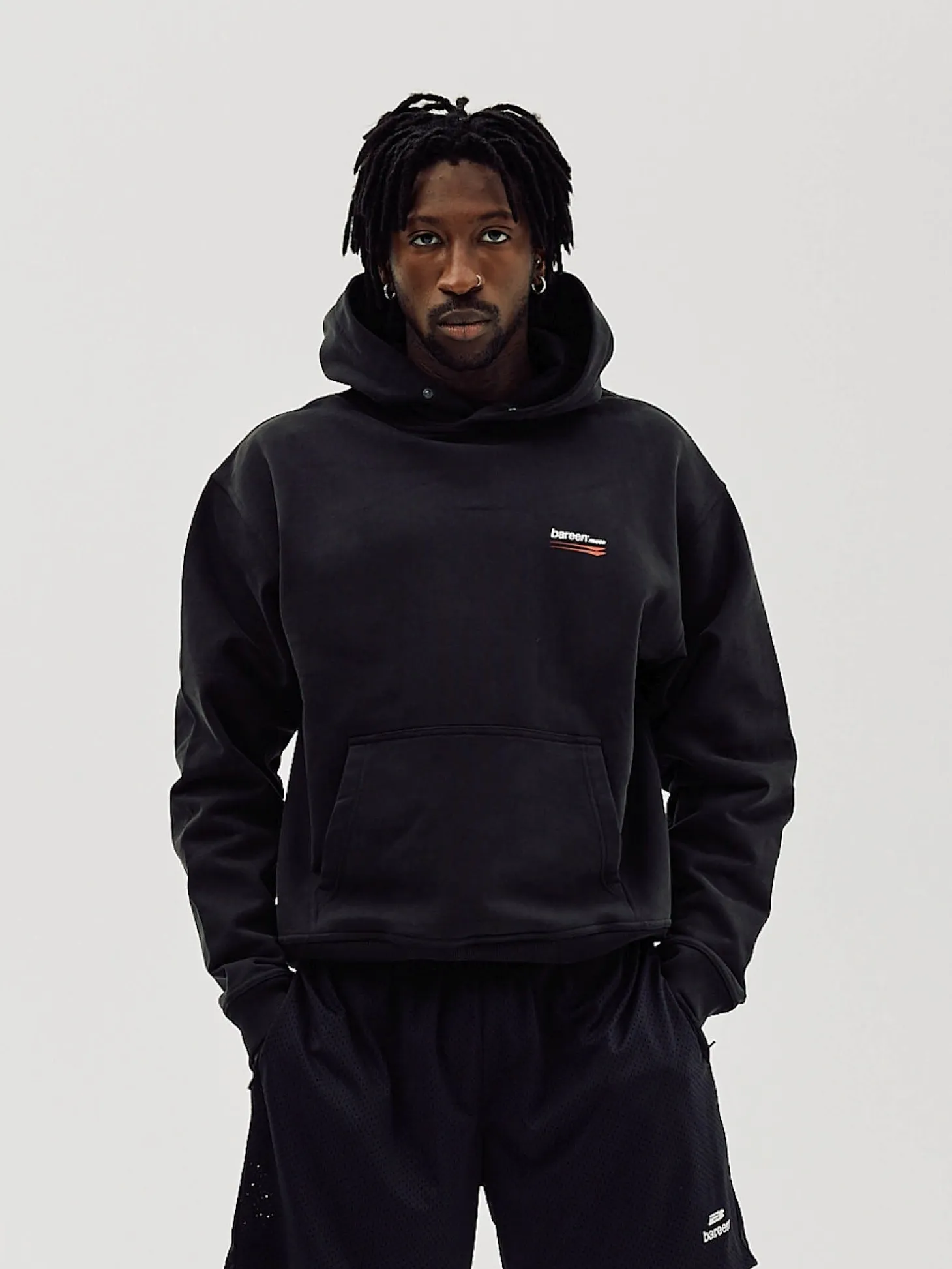 Oversized Hoodie, Men - Moto - Black
