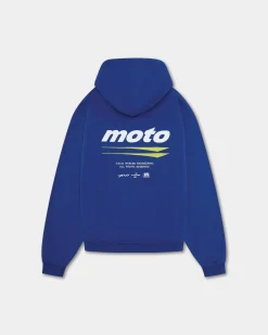 Oversized Hoodie, Men - Moto - Cobalt Blue