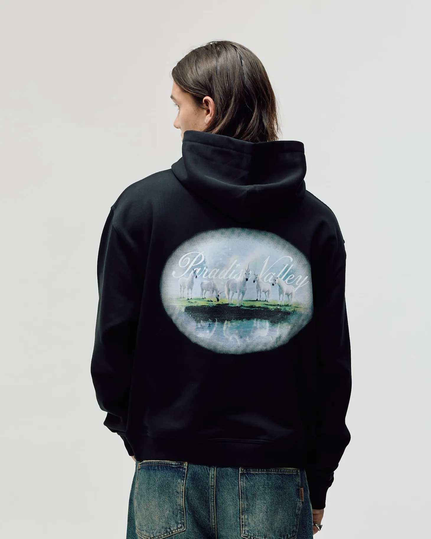 Oversized Hoodie, Men - Paradise Valley - Black