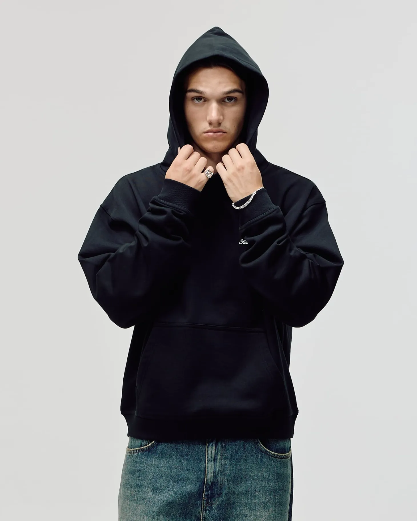 Oversized Hoodie, Men - Paradise Valley - Black