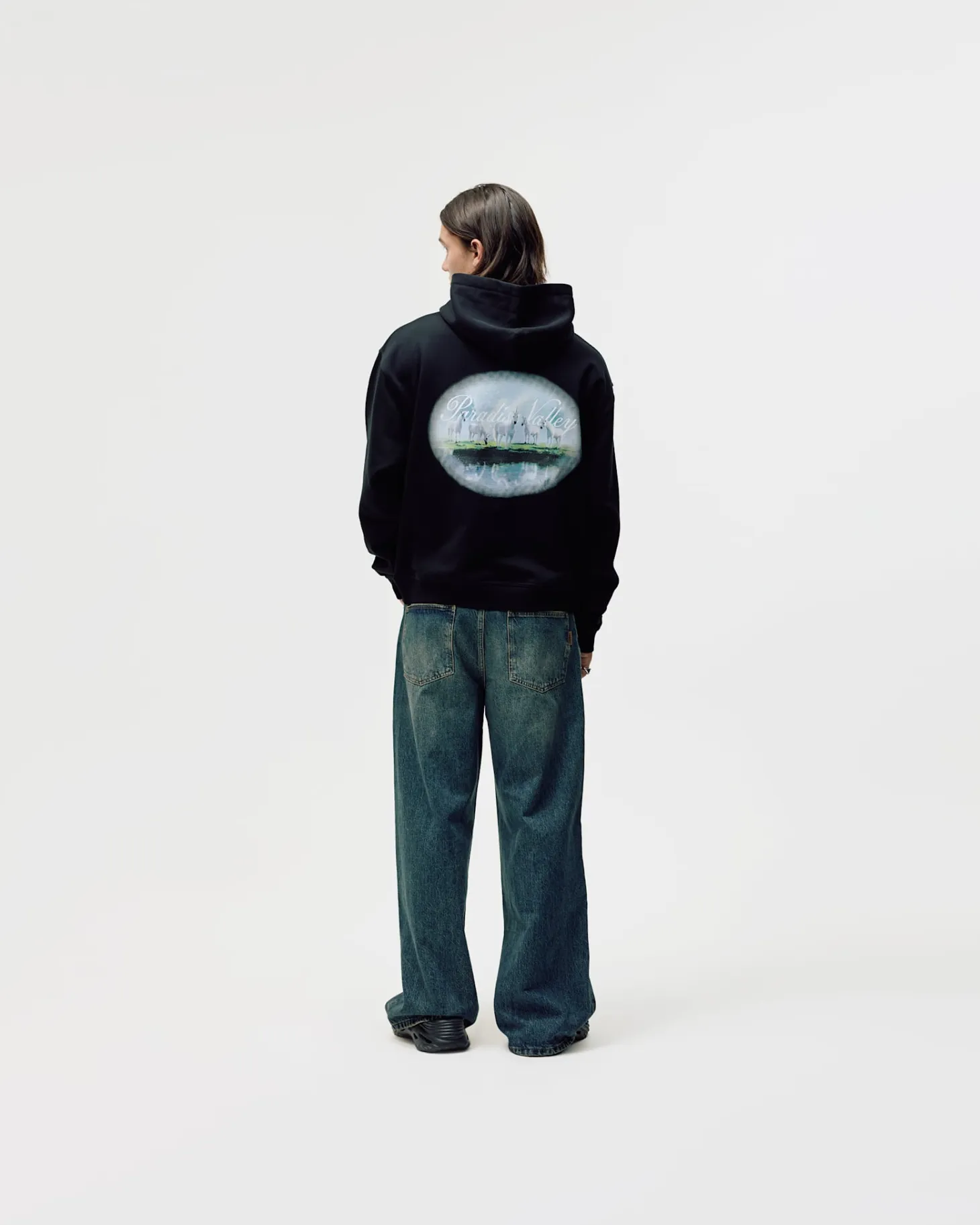 Oversized Hoodie, Men - Paradise Valley - Black