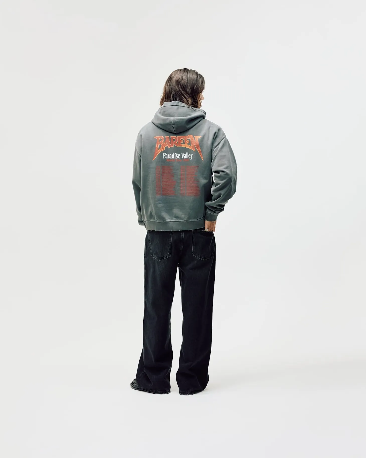 Oversized Hoodie, Men - World Tour - Washed Black