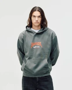 Oversized Hoodie, Men - World Tour - Washed Black