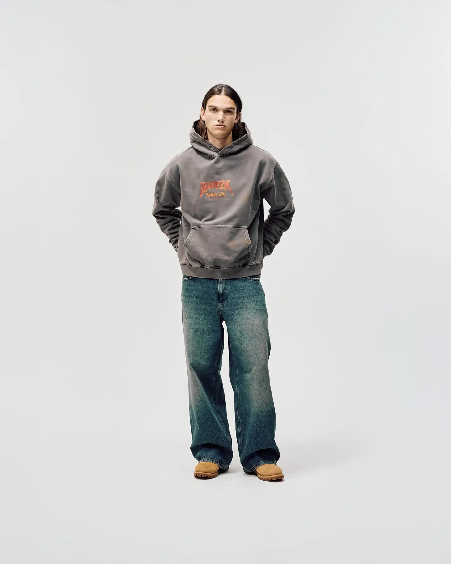 Oversized Hoodie, Men - World Tour - Washed Brown
