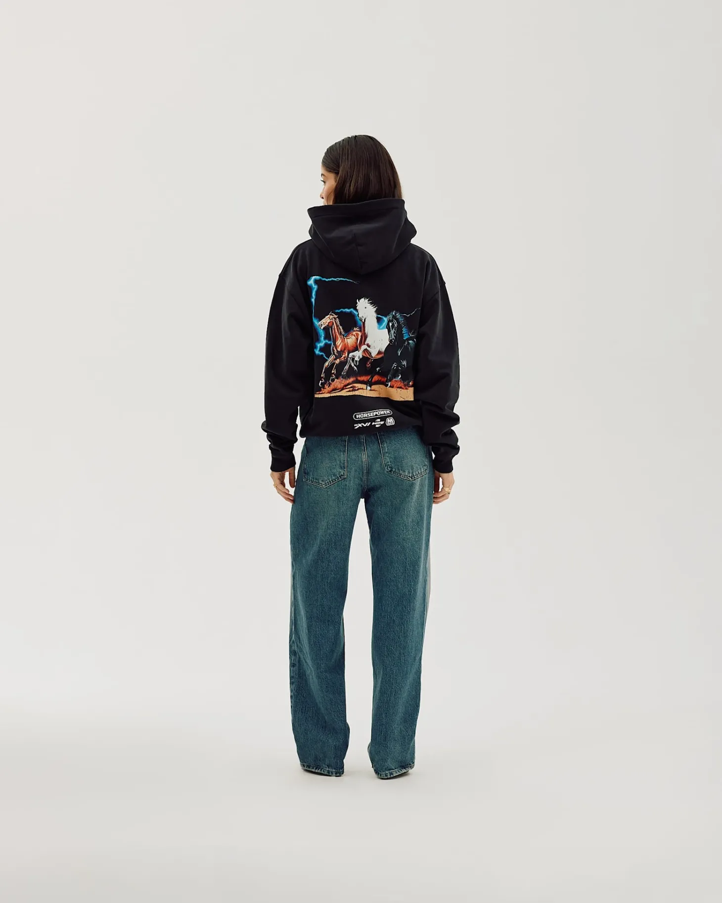 Oversized Hoodie, Women - Horsepower - Black