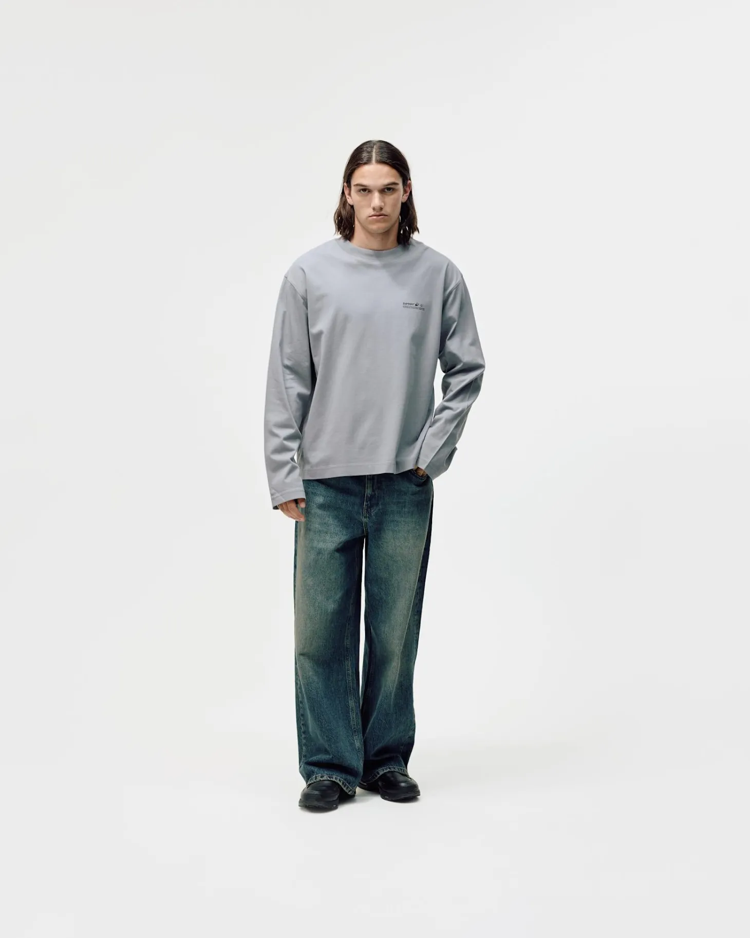 Oversized Long Sleeve, Men - Garment Services - Steel Grey