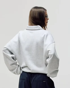 Oversized Polo Crewneck, Women - Cloudy Grey