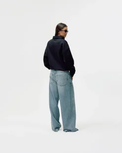 Oversized Polo Crewneck, Women - Black