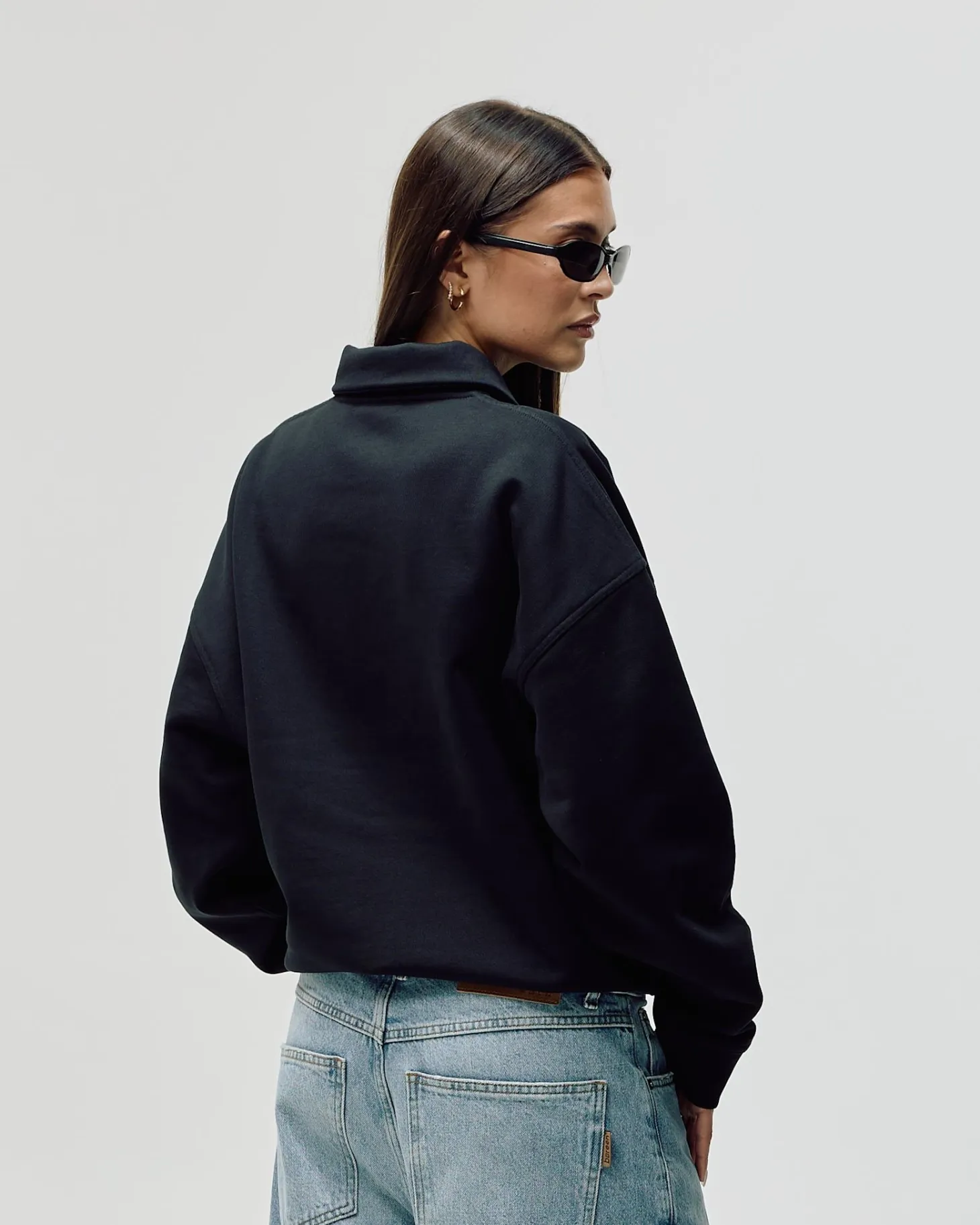 Oversized Polo Crewneck, Women - Black
