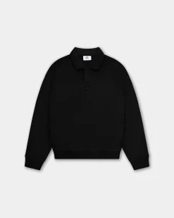 Oversized Polo Crewneck, Women - Black