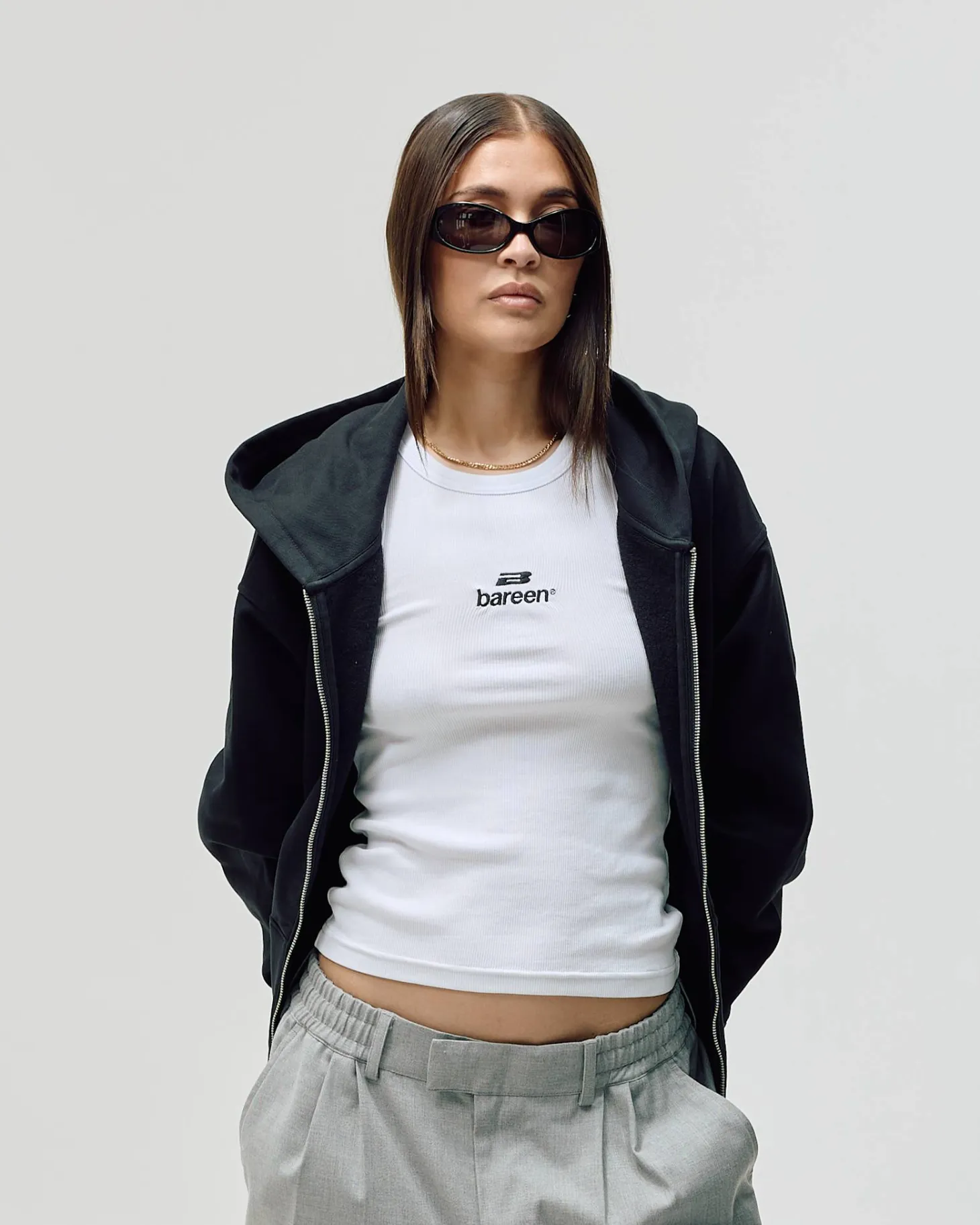 Oversized Zip Hoodie, Women - Garment Services - Black