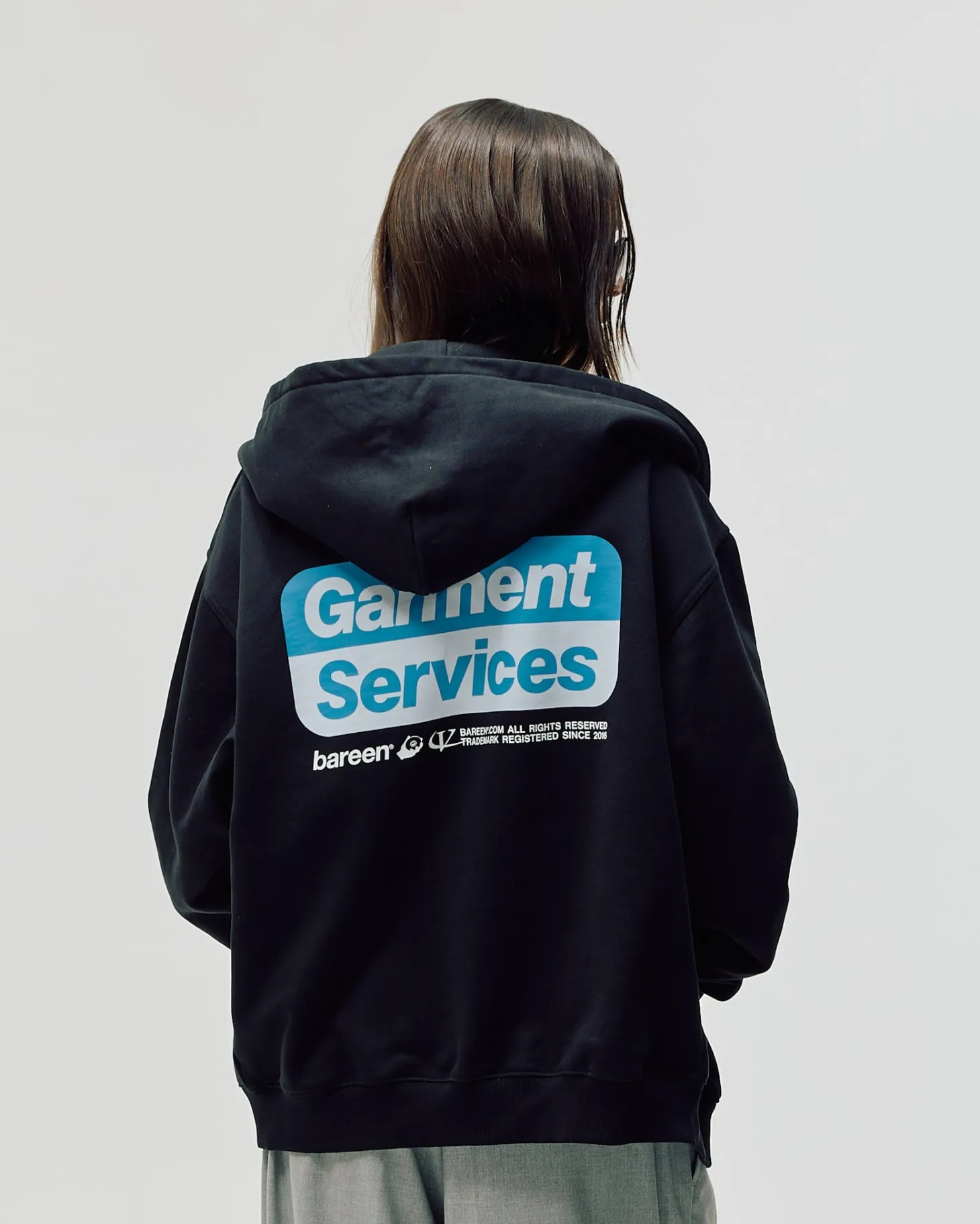 Oversized Zip Hoodie, Women - Garment Services - Black
