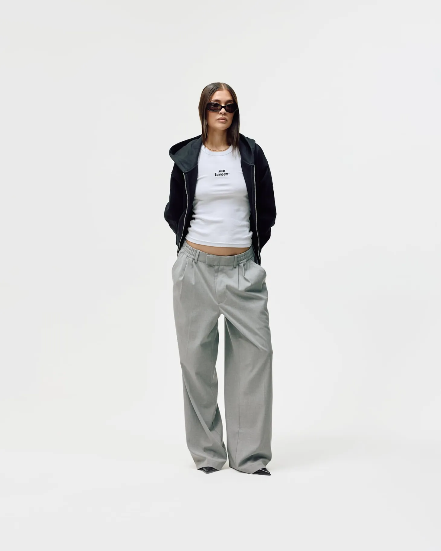 Oversized Zip Hoodie, Women - Garment Services - Black