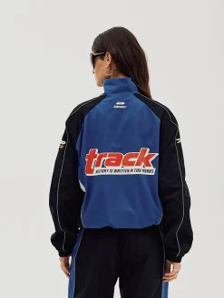 Oversize Track Jacket, Women - Cobalt Blue