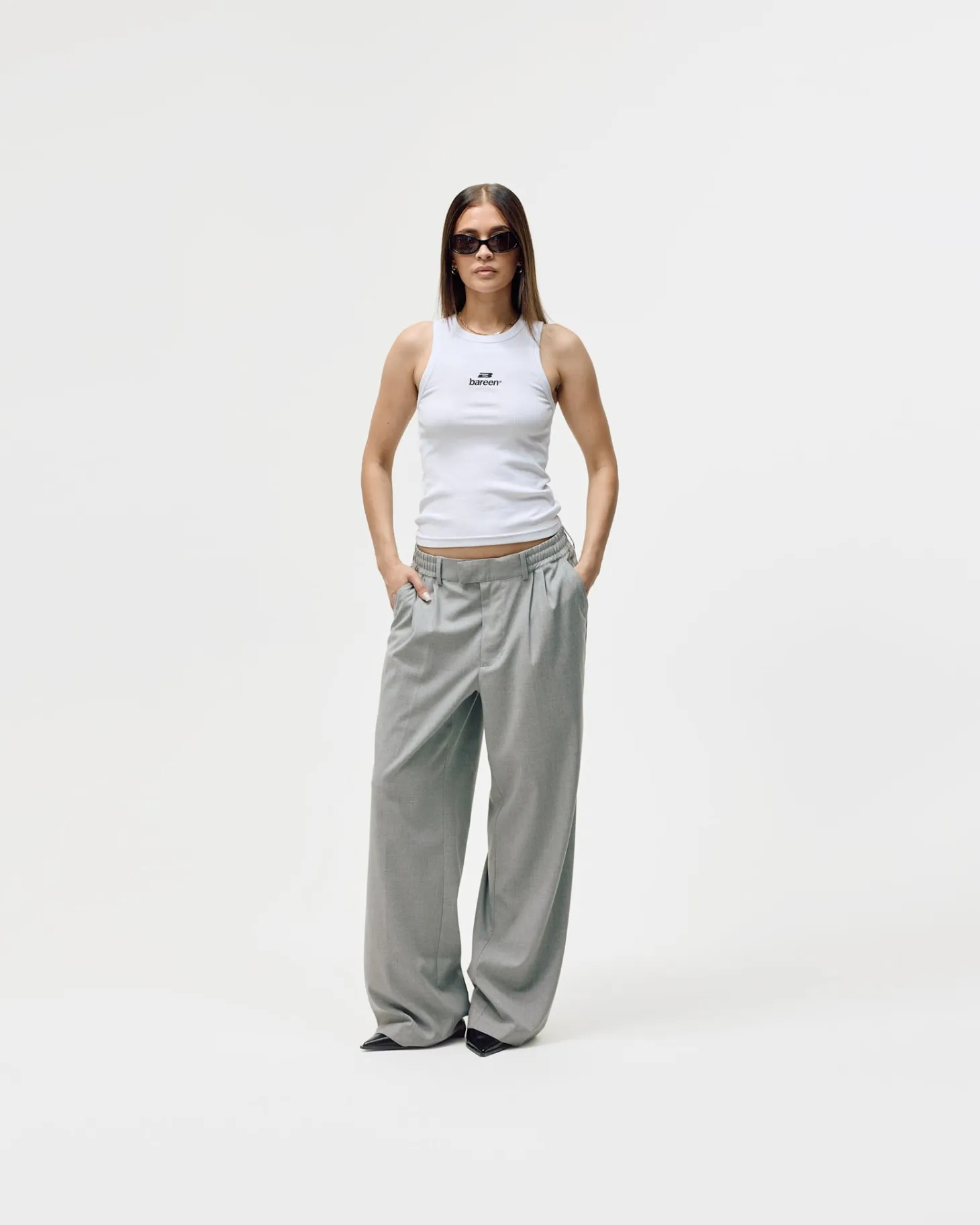 Relaxed Suit Pants, Women - Light Grey