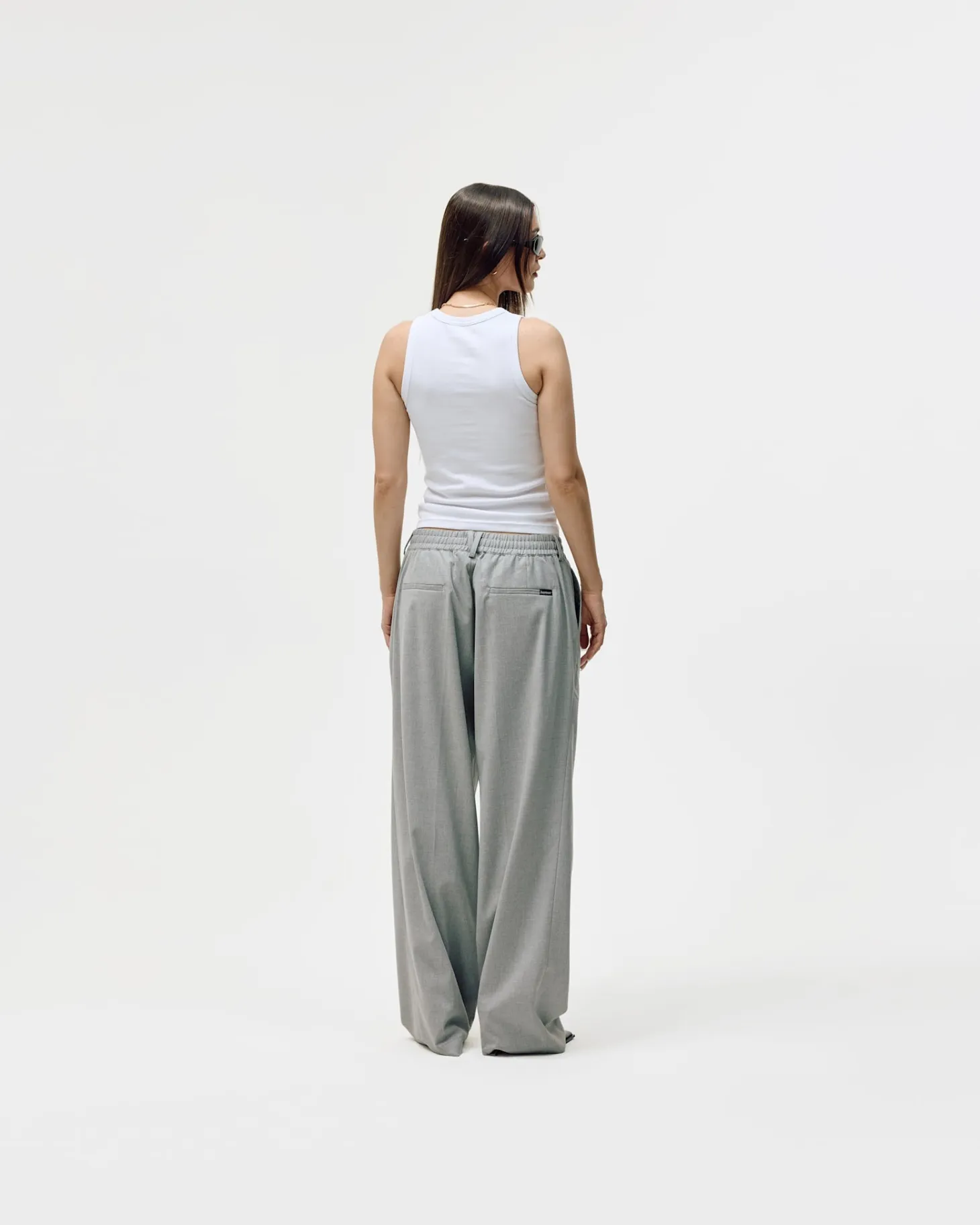 Relaxed Suit Pants, Women - Light Grey