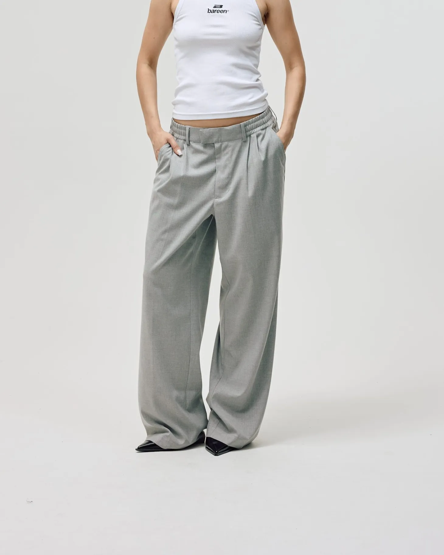 Relaxed Suit Pants, Women - Light Grey