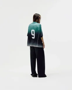 Short Sleeve Football Jersey, Women - Teal Gradient