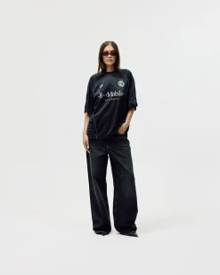 Short Sleeve Football Jersey, Women - Black