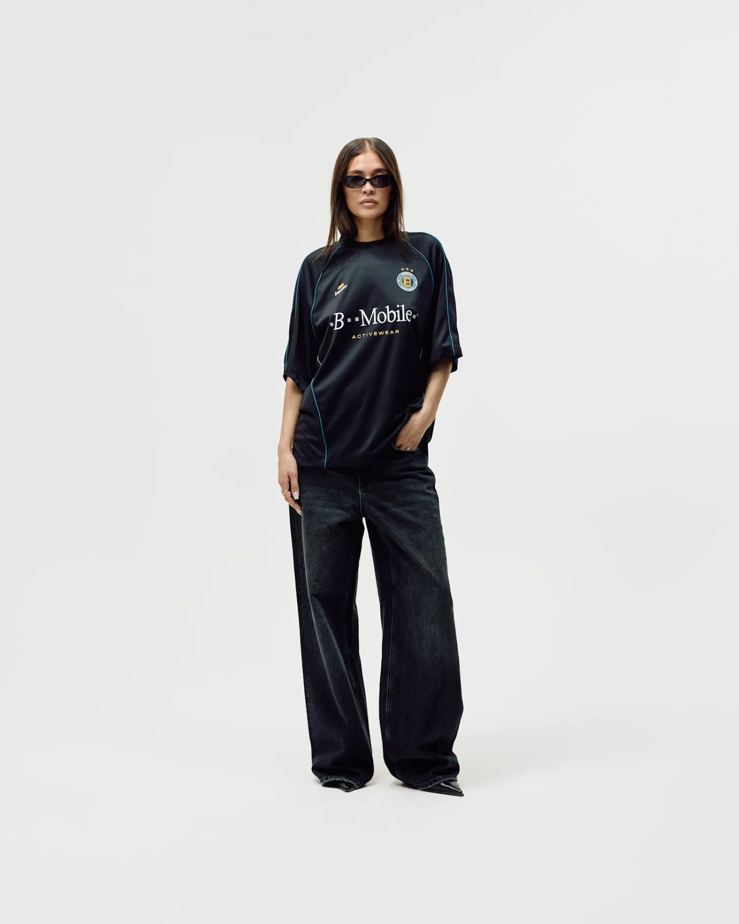 Short Sleeve Football Jersey, Women - Black