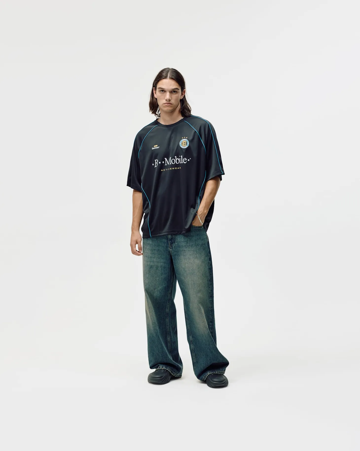 Short Sleeve Football Jersey, Men - Black