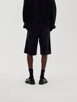Straight Denim Shorts, Men - Black