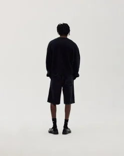 Straight Denim Shorts, Men - Black