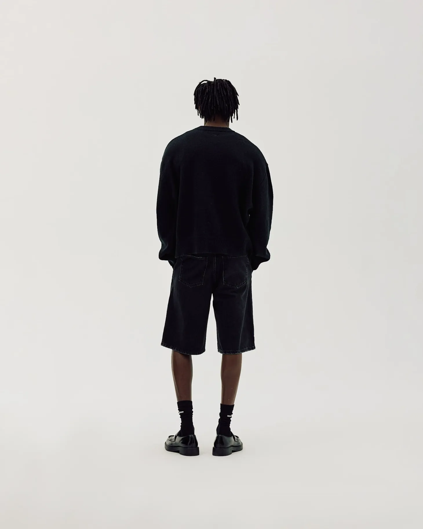 Straight Denim Shorts, Men - Black
