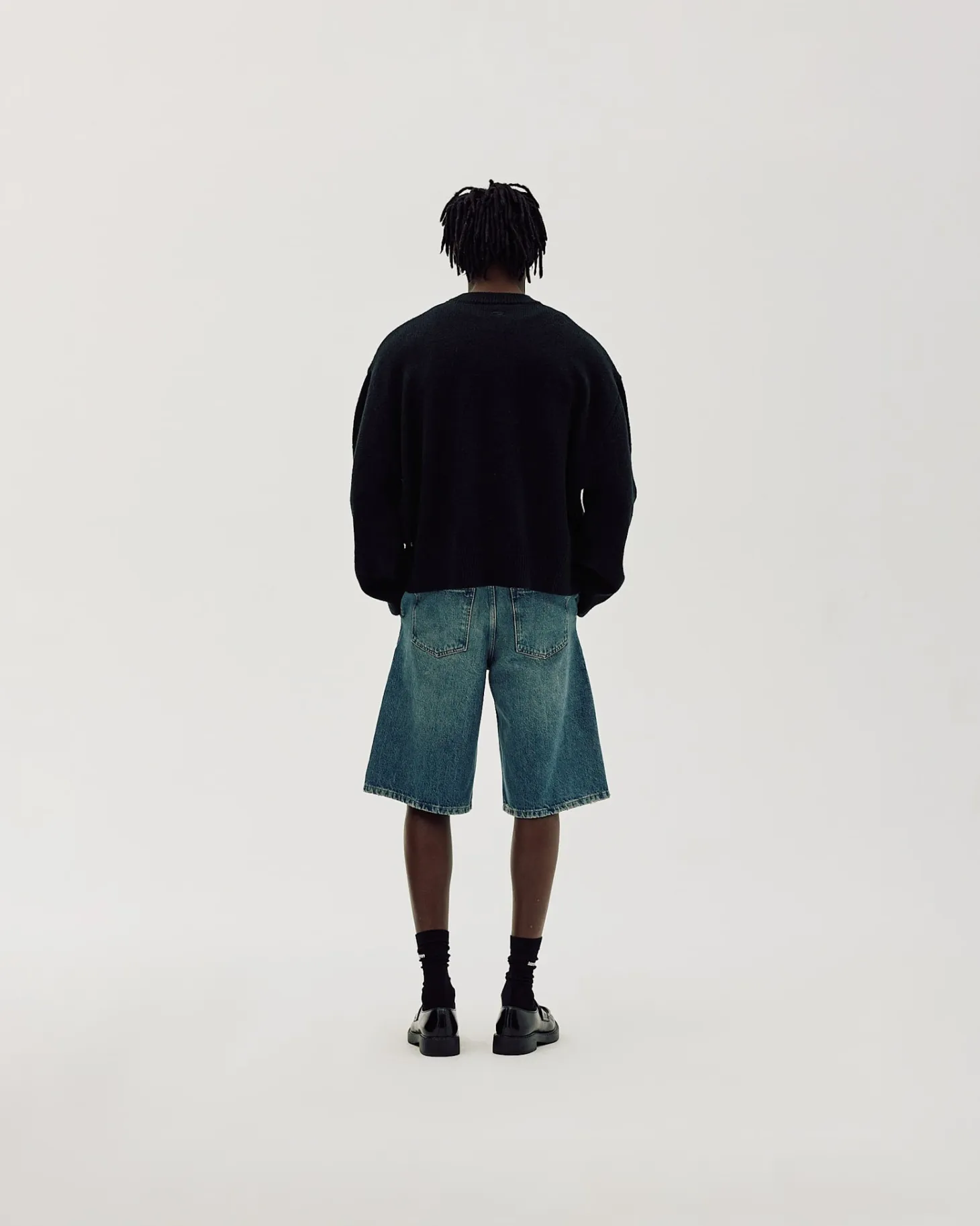 Straight Denim Shorts, Men - Faded Blue