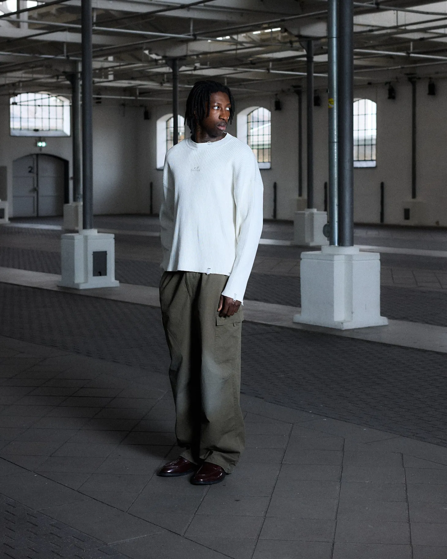 Vintage Knit Sweater, Men - White