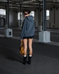 Vintage Oversized Hoodie, Women - Stone Black