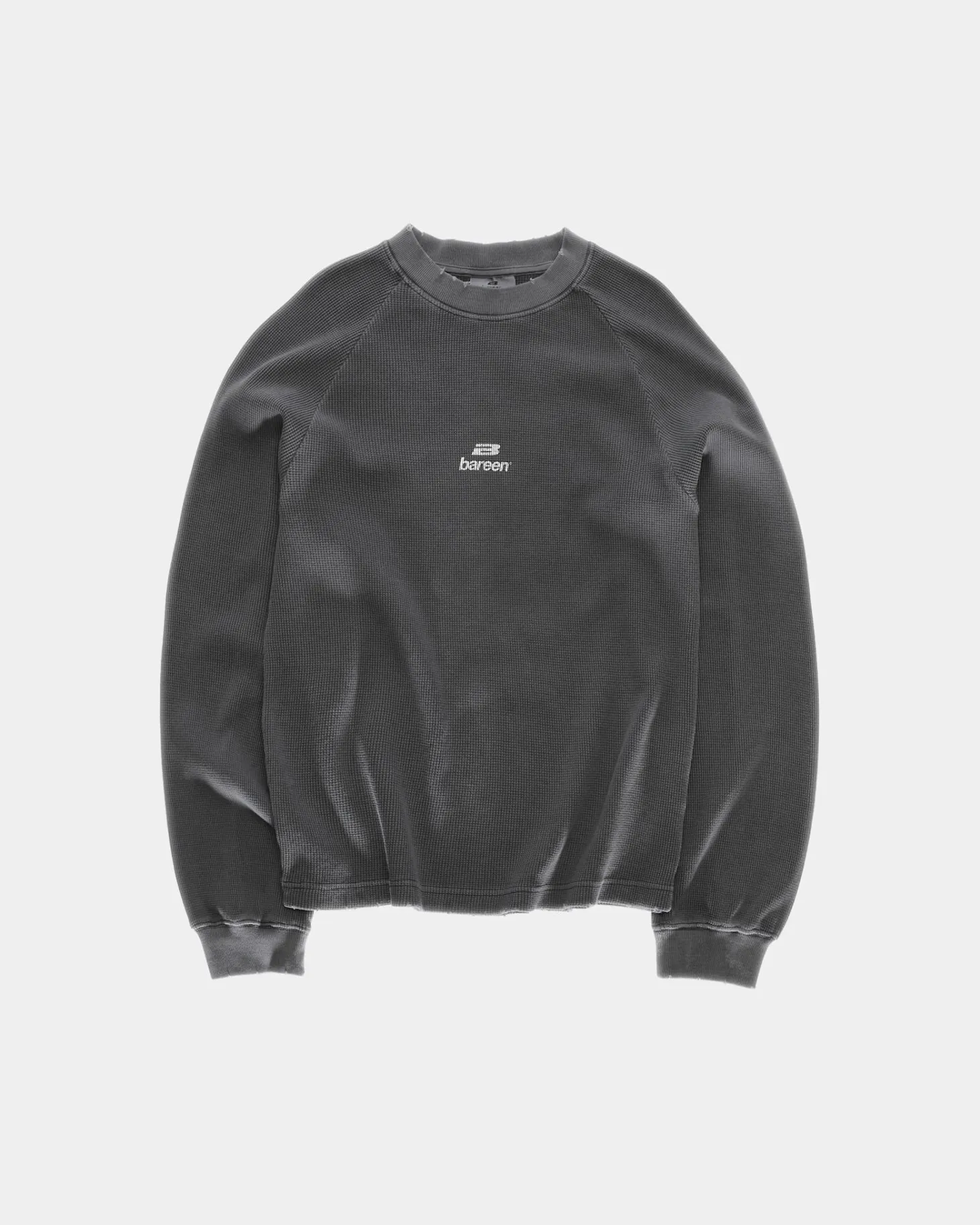 Vintage Oversized Waffle Long Sleeve, Men - Stone Black