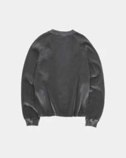 Vintage Oversized Waffle Long Sleeve, Men - Stone Black