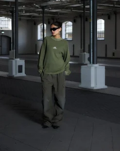 Vintage Oversized Waffle Long Sleeve, Women - Stone Green
