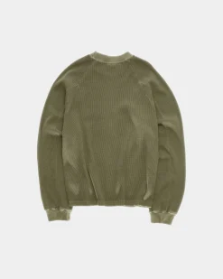 Vintage Oversized Waffle Long Sleeve, Women - Stone Green