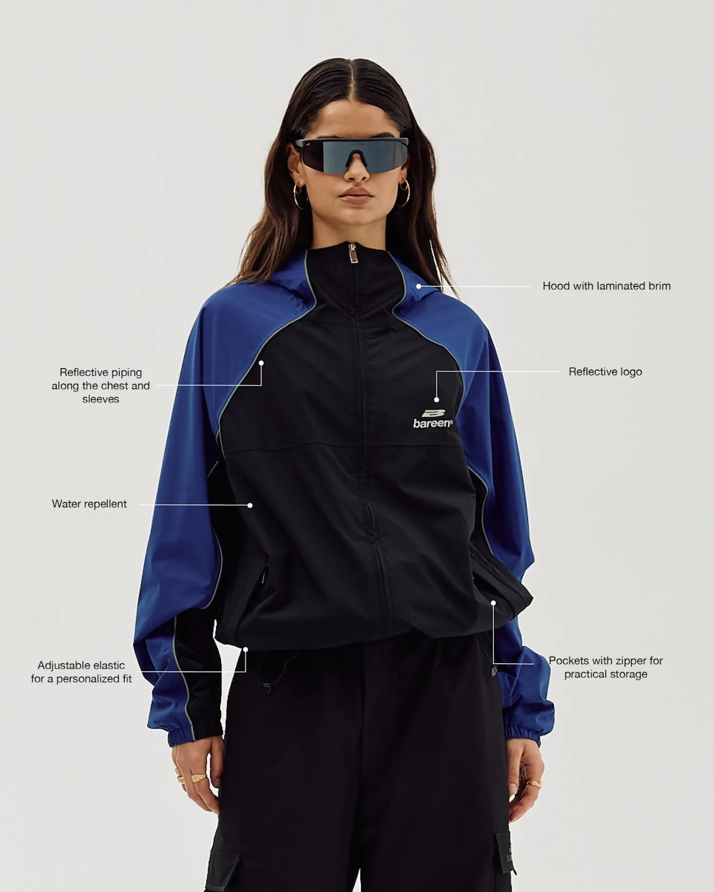 Windbreaker, Women - Black / Cobalt Blue