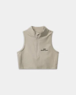 Women's Cropped Half-Zip Top - Clay